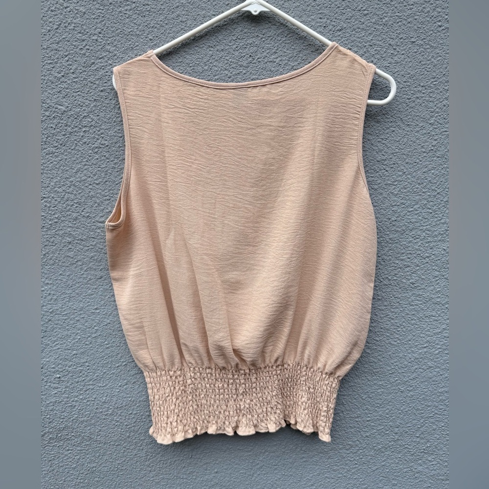 SHEIN Beige Smocked Hem Tank Top, Size Large - Picture 3 of 3